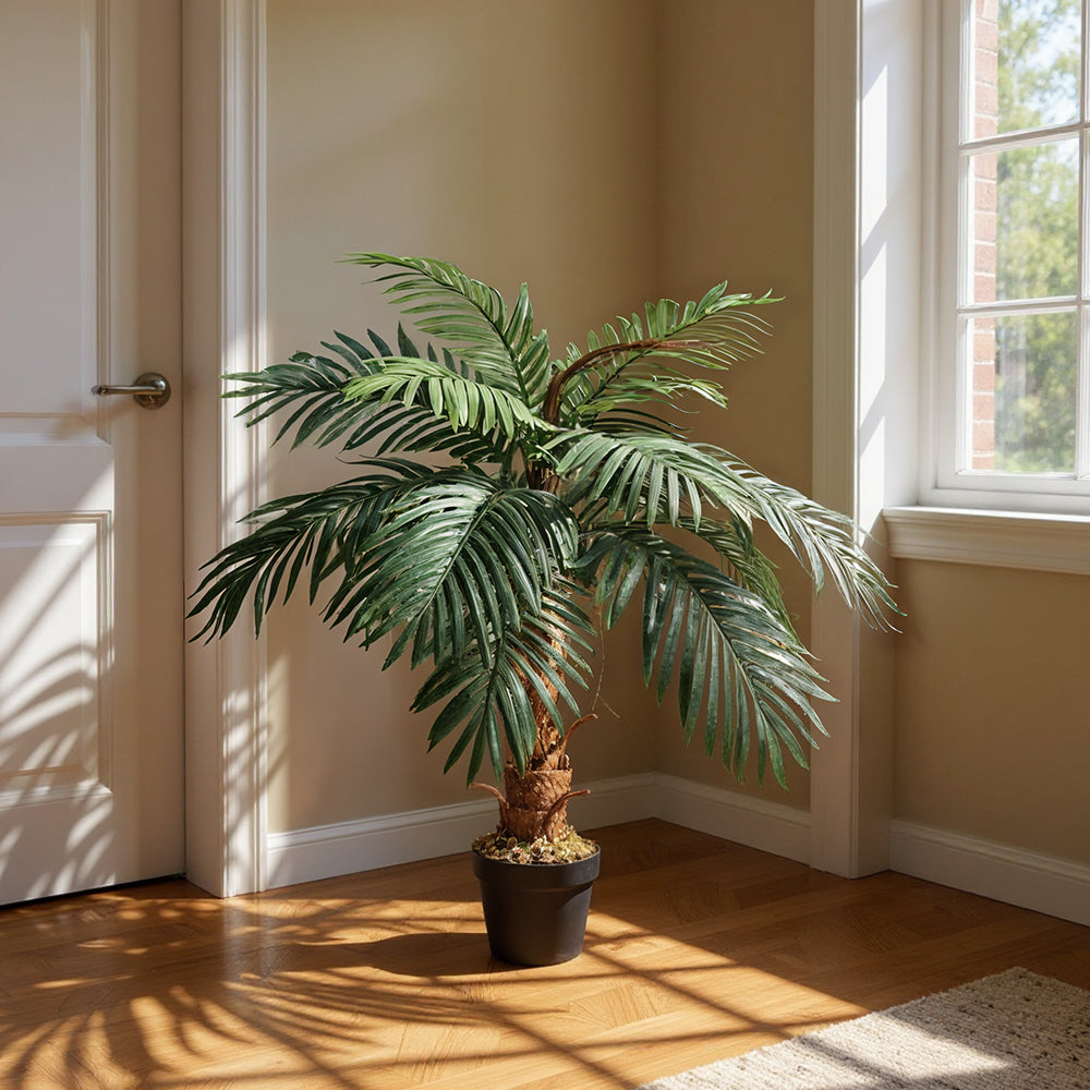 100cm Artificial Palm Tree Realistic Faux Potted Outdoor Indoor Plant