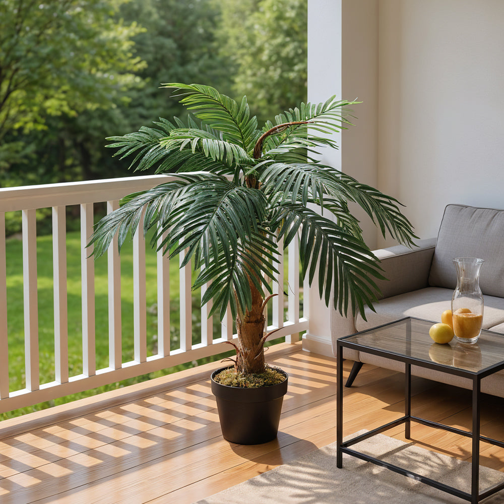 100cm Artificial Palm Tree Realistic Faux Potted Outdoor Indoor Plant