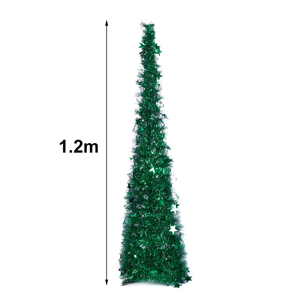 1.2M Collapsible Pop Up Tinsel Christmas Tree with Base