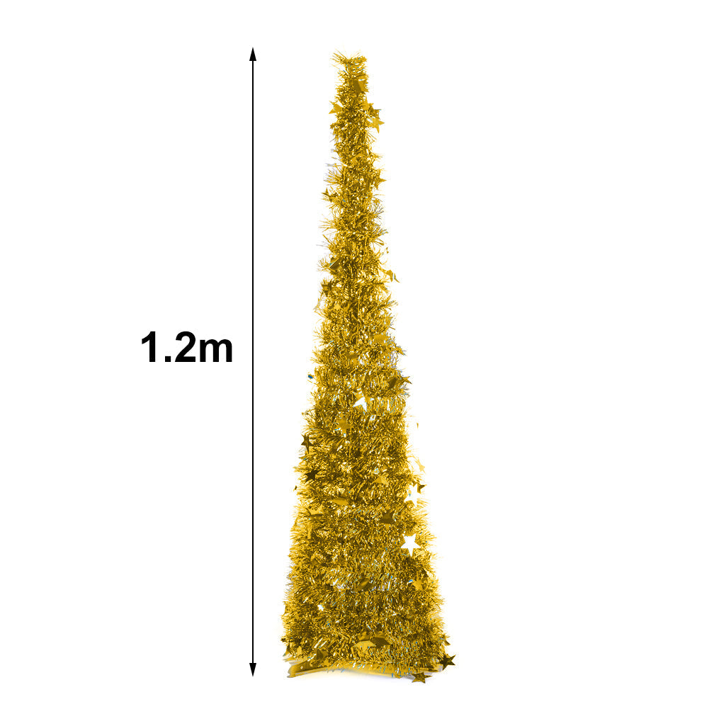 1.2M Collapsible Pop Up Tinsel Christmas Tree with Base