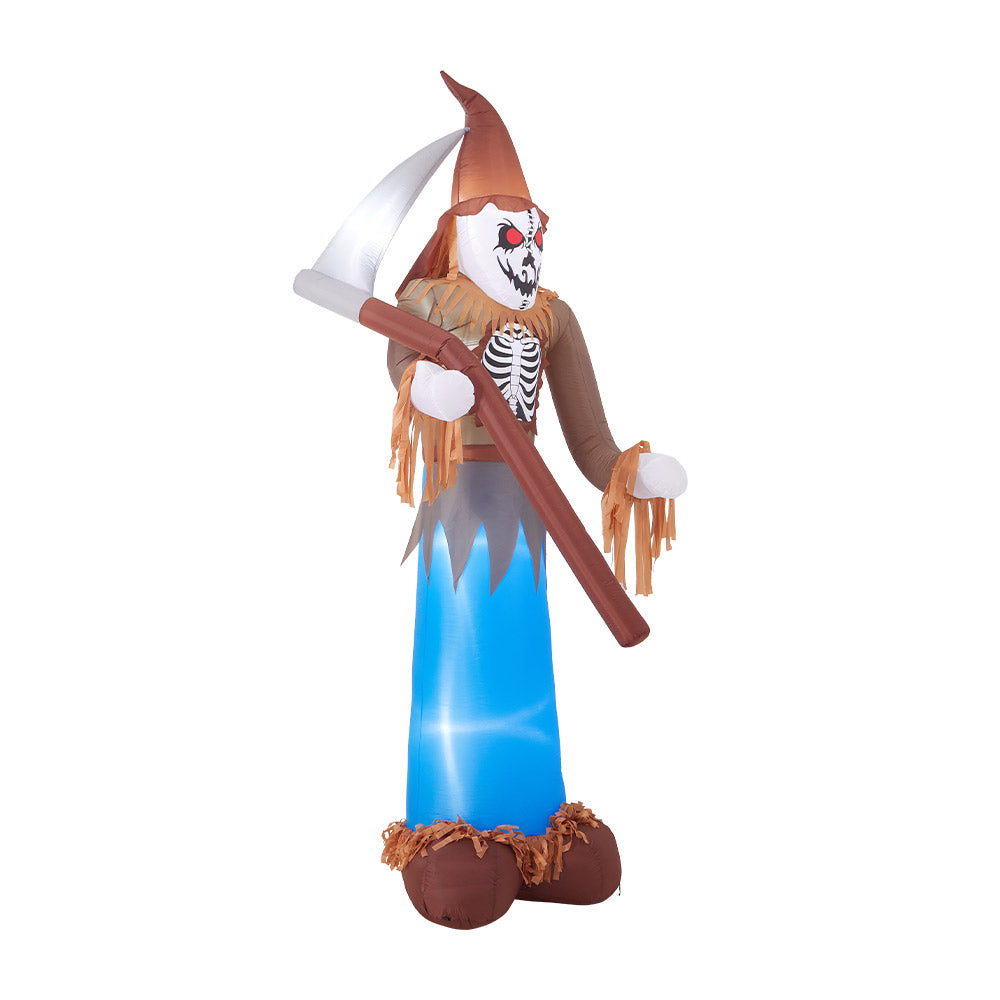 10ft Halloween Lighted Scarecrow Grim Reaper Inflatable with Scythe