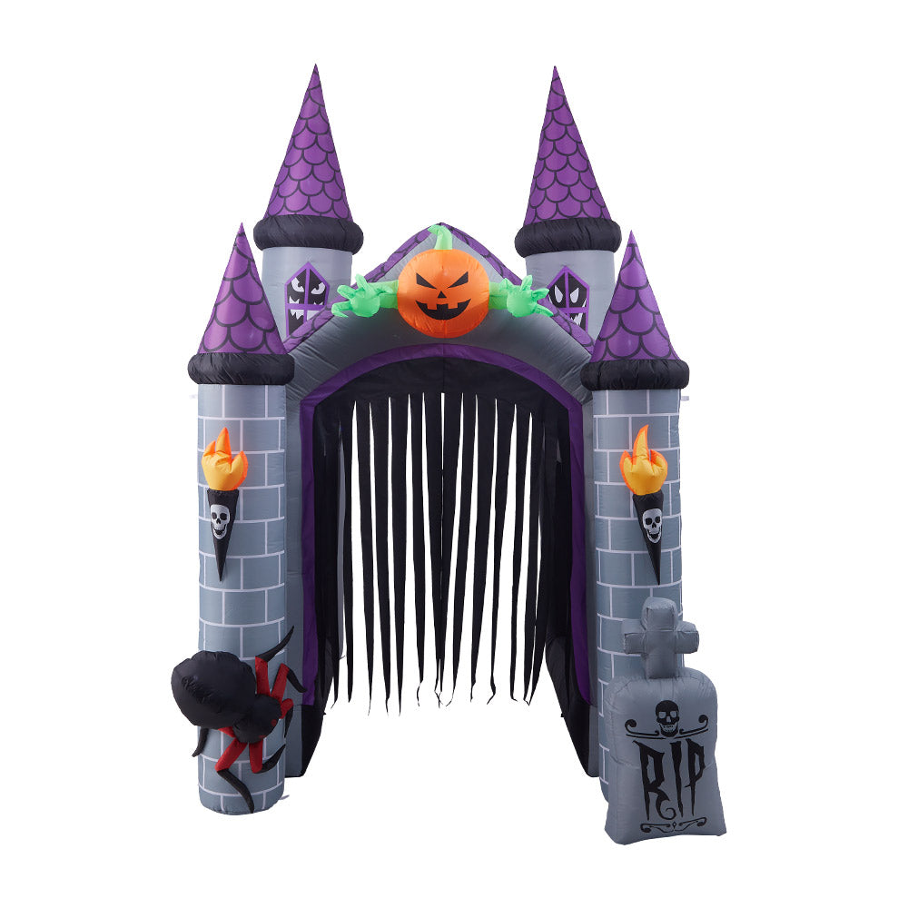 11ft Inflatable Halloween Haunted House Castle Decoration with Build-In LED