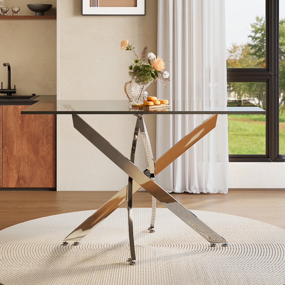 120cm Stylish Tempered Glass Dining Table