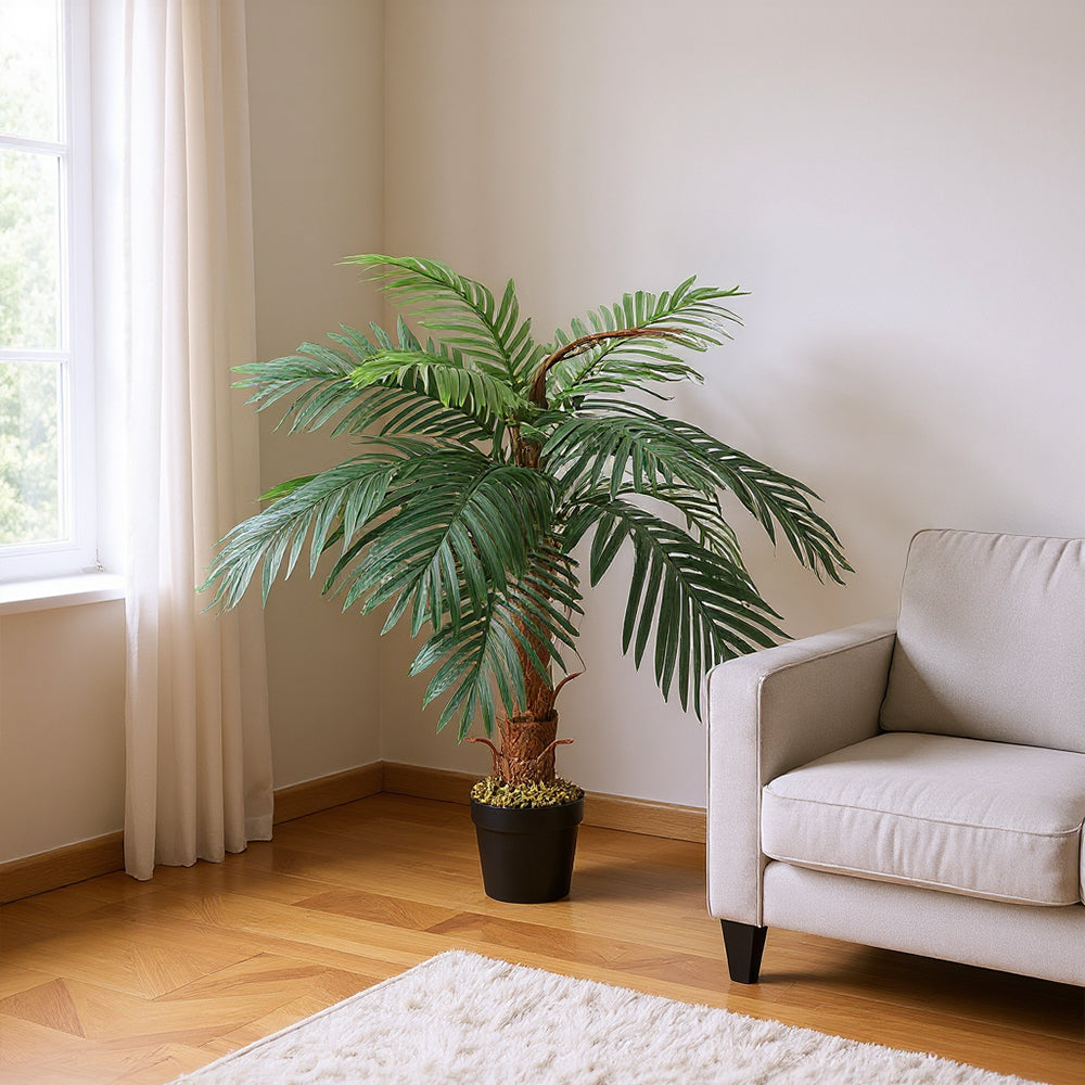 100cm Artificial Palm Tree Realistic Faux Potted Outdoor Indoor Plant